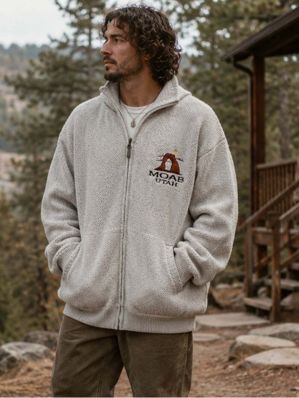 Moab Utah Ragwear Full Zip Knit Jacket | Outdoorsy Desert Granola